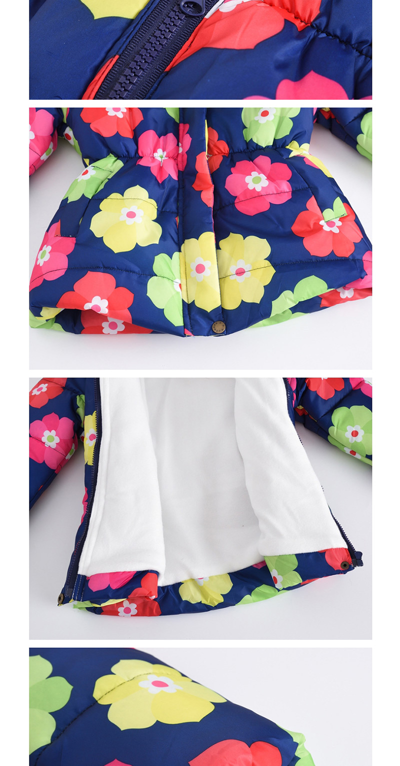Fashion Foundation Butterfly Flower Print Cartoon Fur Collar Big Boy Hooded Cotton Coat,Kids Clothing