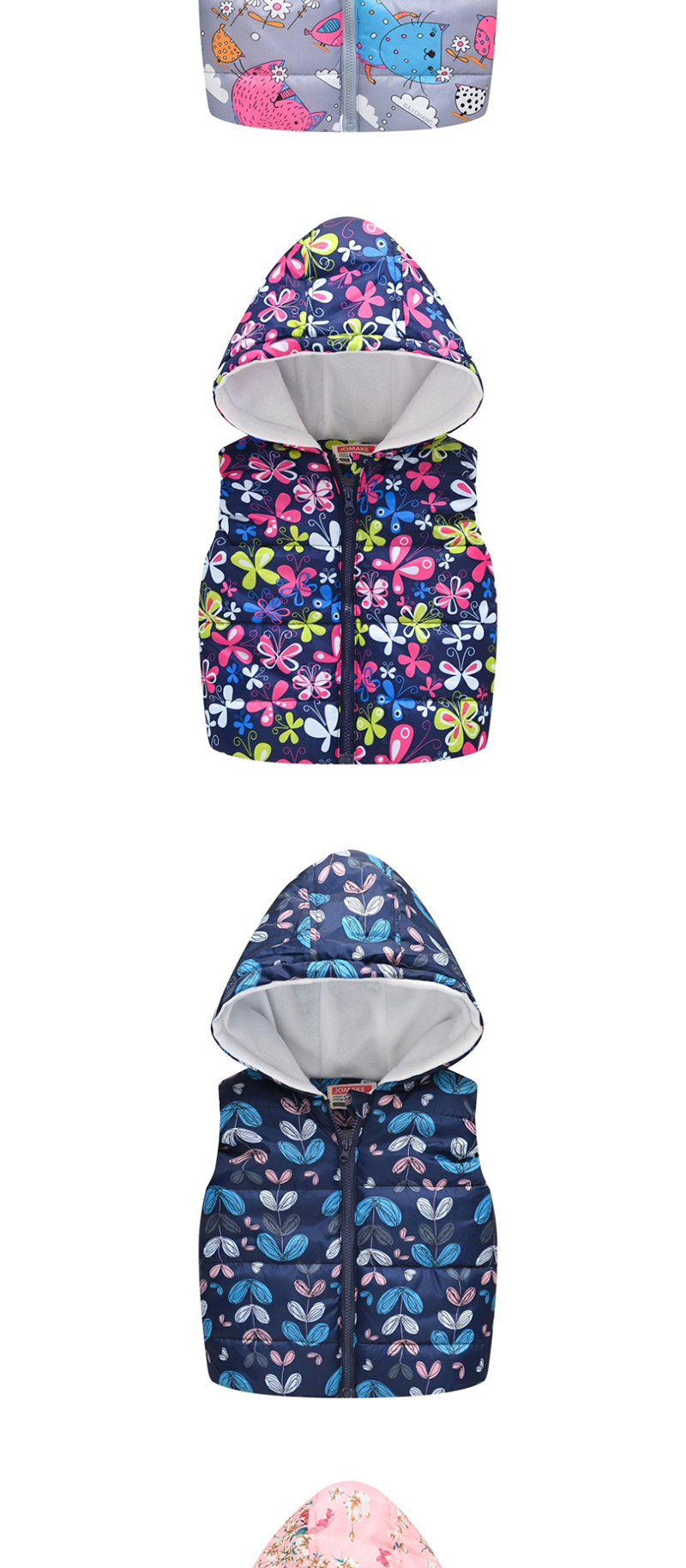Fashion Lake Green Car Cartoon Hooded Zipper Child Cotton Vest,Kids Clothing