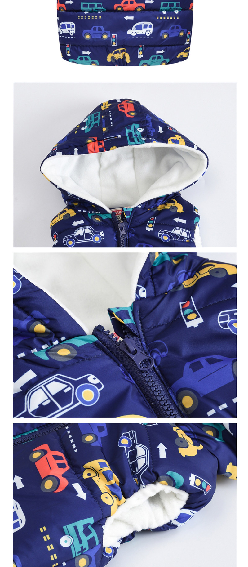 Fashion Dinosaur Cartoon Hooded Zipper Child Cotton Vest,Kids Clothing