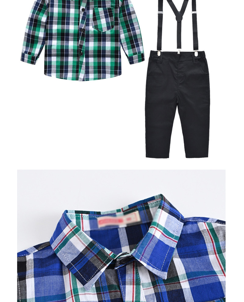 Fashion Black Gray Shirt + Bib Plaid Shirt Cotton Bib Set To Send Bow Tie,Kids Clothing