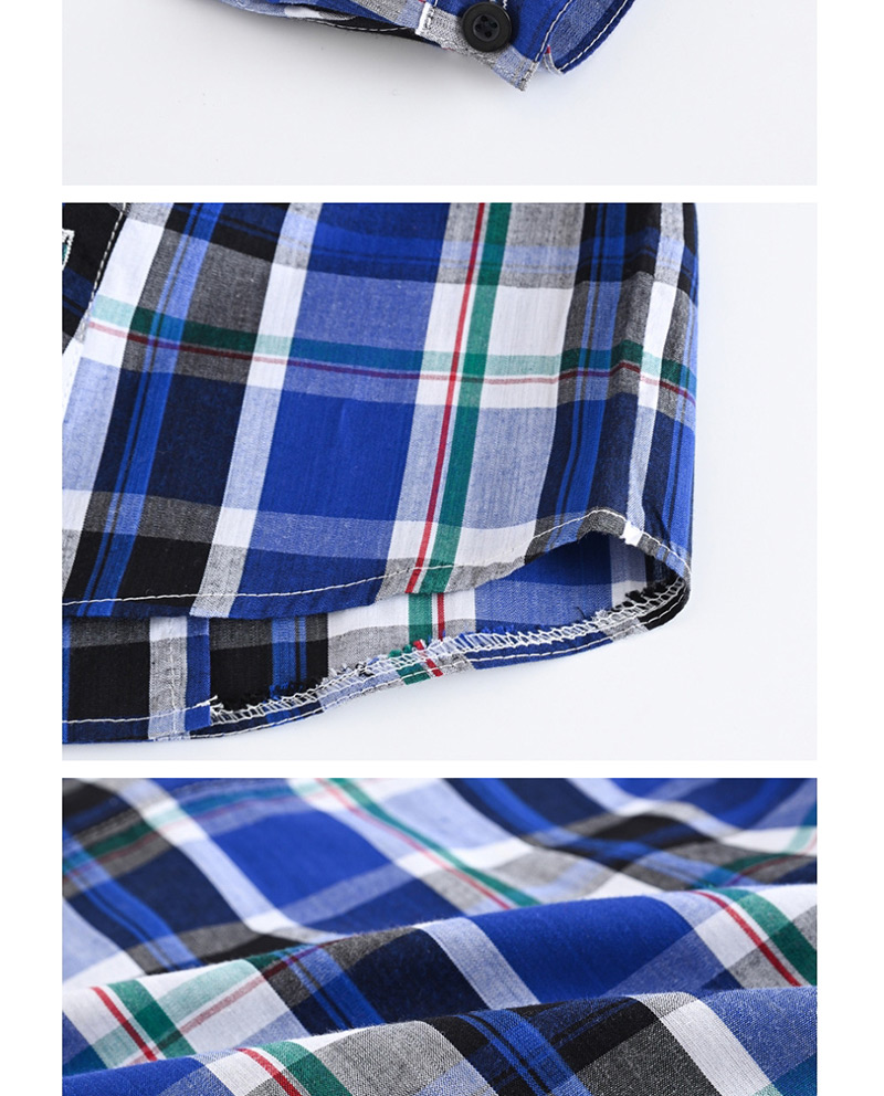 Fashion Dark Blue Shirt + Bib Plaid Shirt Cotton Bib Set To Send Bow Tie,Kids Clothing