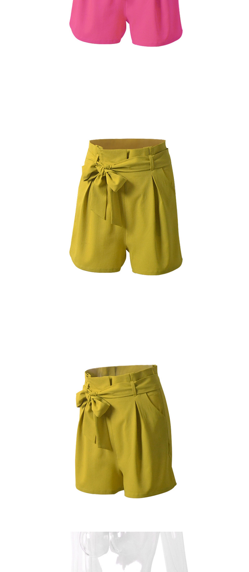 Fashion Ginger Yellow Solid Color Bandage High Waist Shorts,Shorts