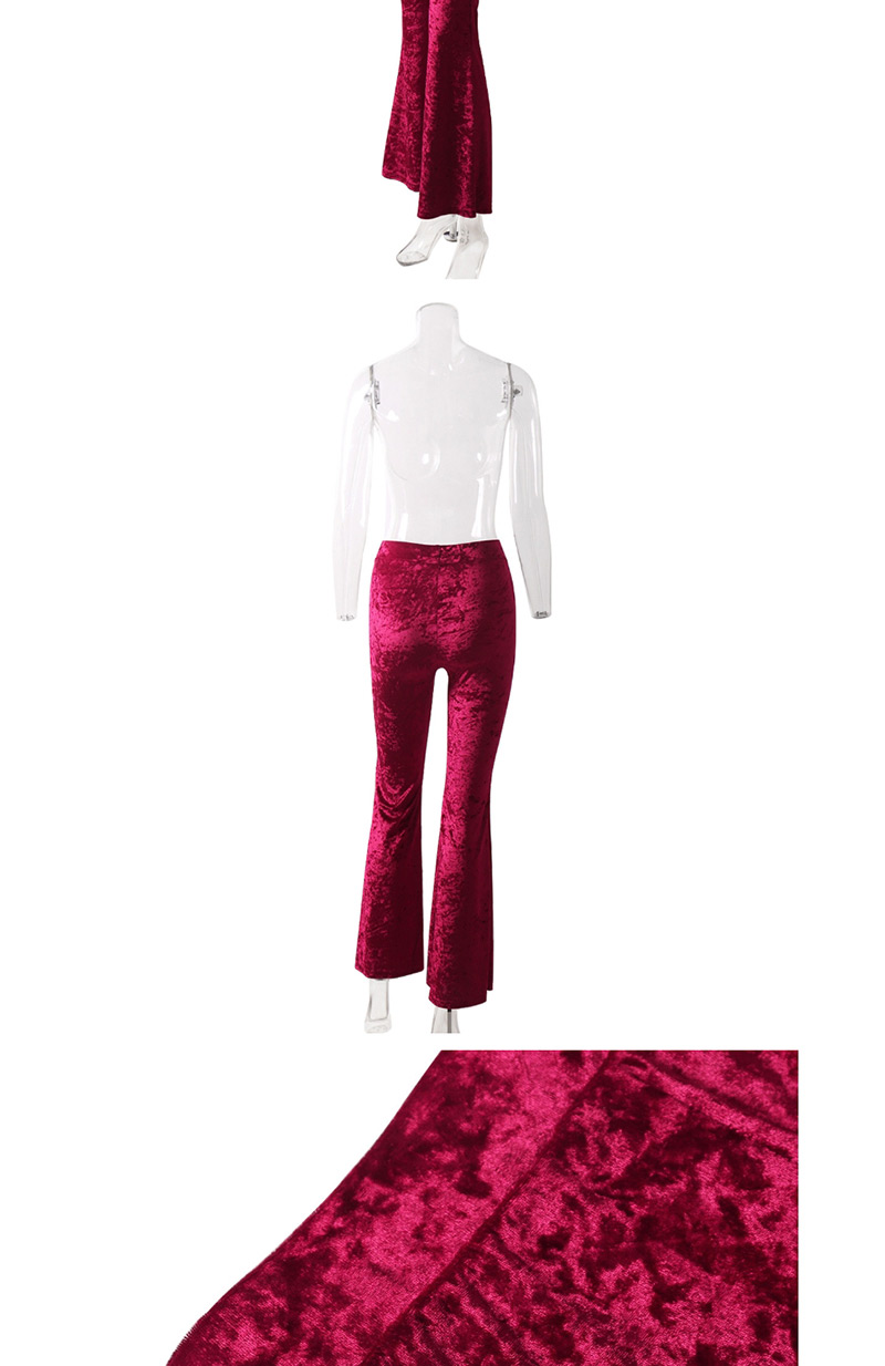 Fashion Red High-waisted Gold Velvet Wide-leg Pants,Pants