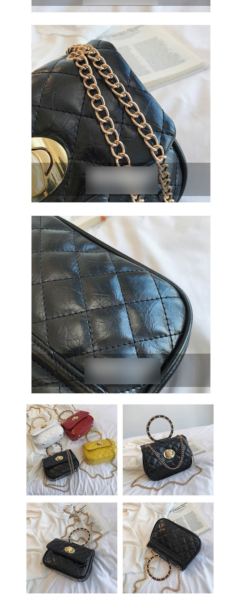 Fashion White Diamond Chain Portable Ring Shoulder Messenger Bag,Handbags