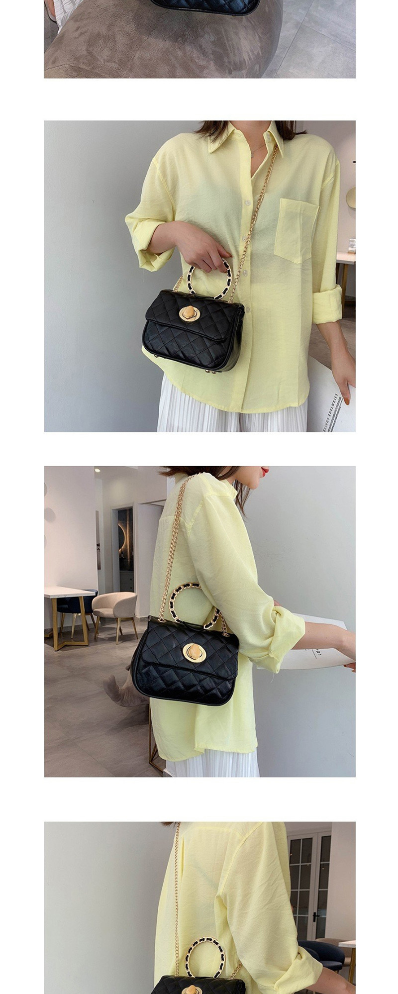 Fashion Yellow Diamond Chain Portable Ring Shoulder Messenger Bag,Handbags
