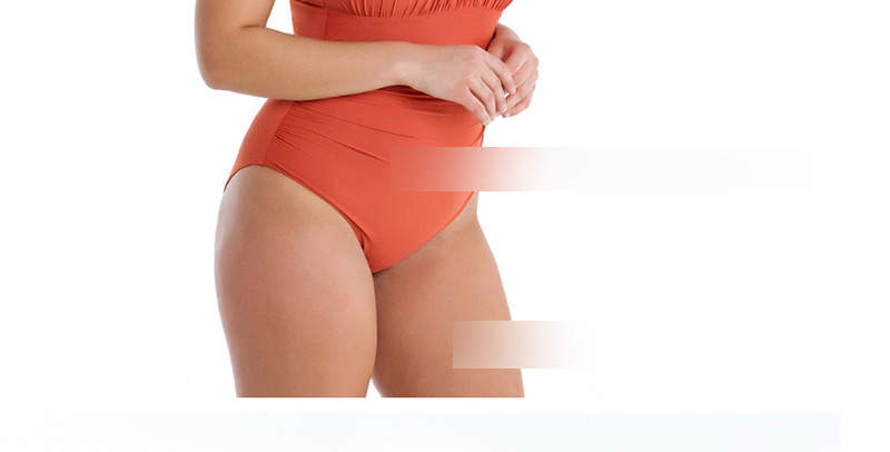 Fashion Orange Pleated Bikini,Swimwear Plus Size