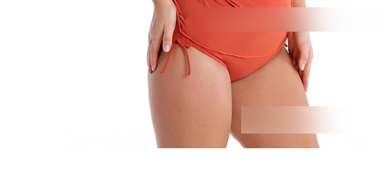 Fashion Orange Solid Color One-piece Swimsuit,Swimwear Plus Size