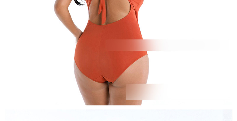 Fashion Orange Cross-piece Swimsuit,Swimwear Plus Size
