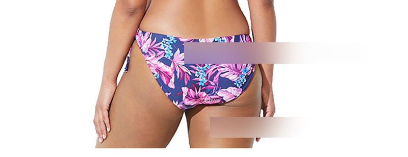 Fashion Purple Printed Tether Split Swimsuit,Swimwear Plus Size