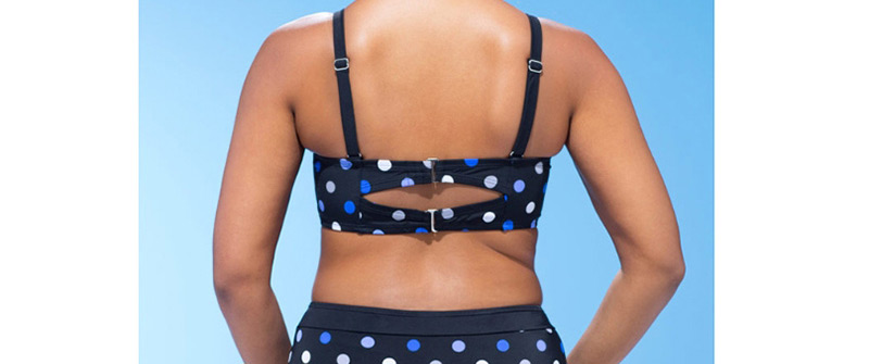 Fashion Black Polka-dot High-rise Bikini,Swimwear Plus Size