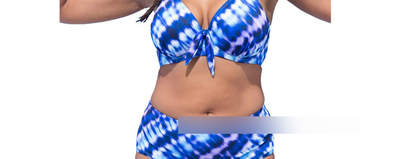 Fashion Blue Gradient High Waist Bikini,Swimwear Plus Size