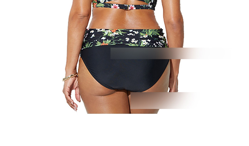 Fashion Black Printed Tether High Waist Bikini,Swimwear Plus Size