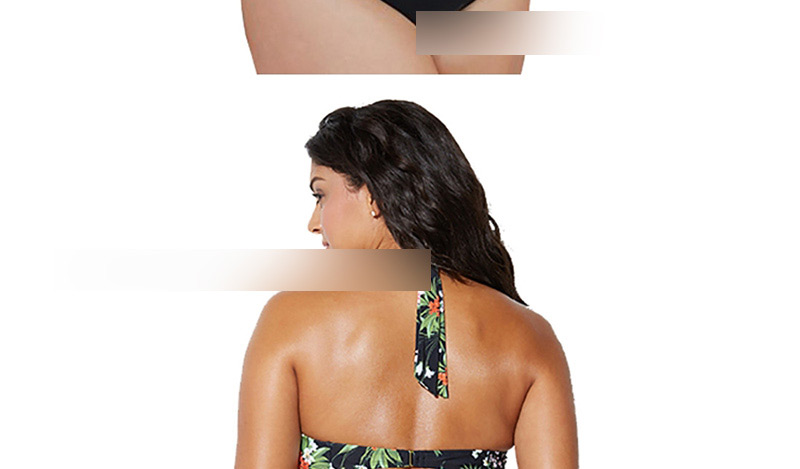 Fashion Black Printed Tether High Waist Bikini,Swimwear Plus Size