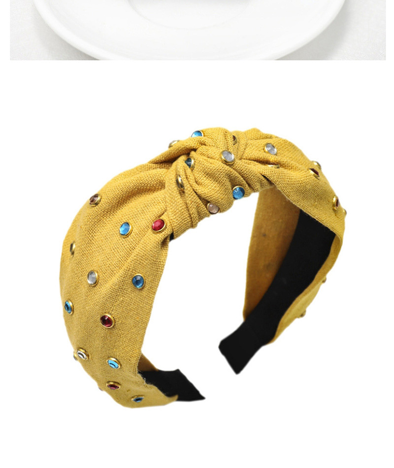 Fashion Yellow Fabric Color Brick Headband Colorful Diamond Cotton Knot Headband,Head Band