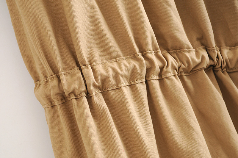Fashion Khaki Drawstring Elastic Waist Skirt,Skirts