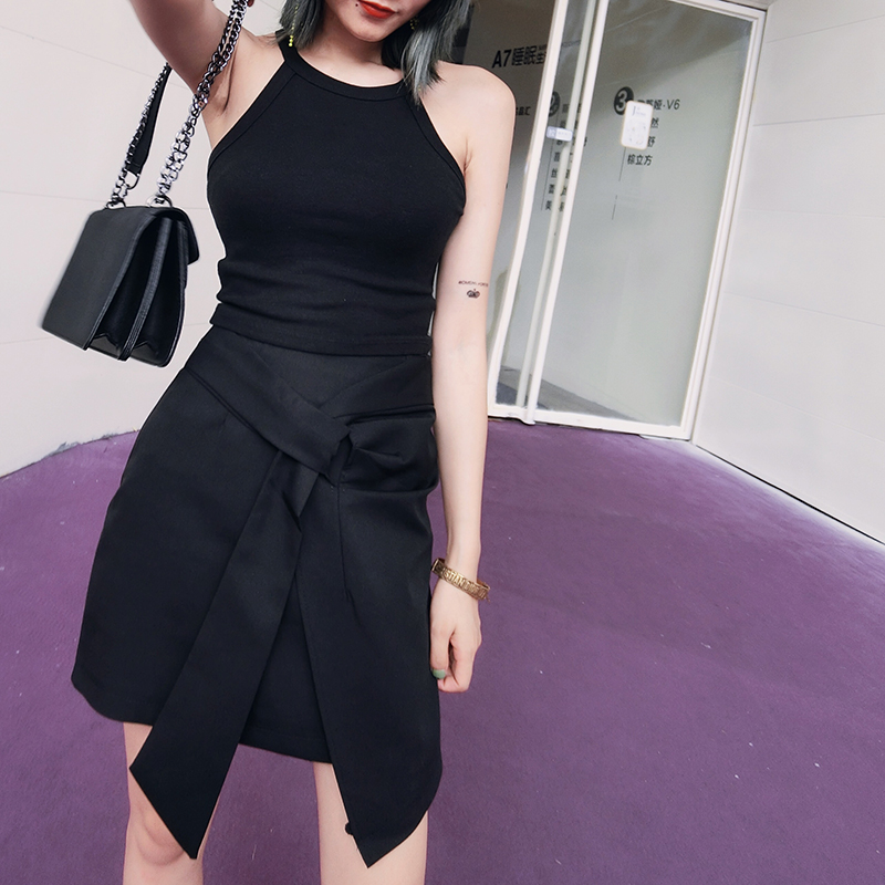 Fashion Black Irregular Skirt,Skirts