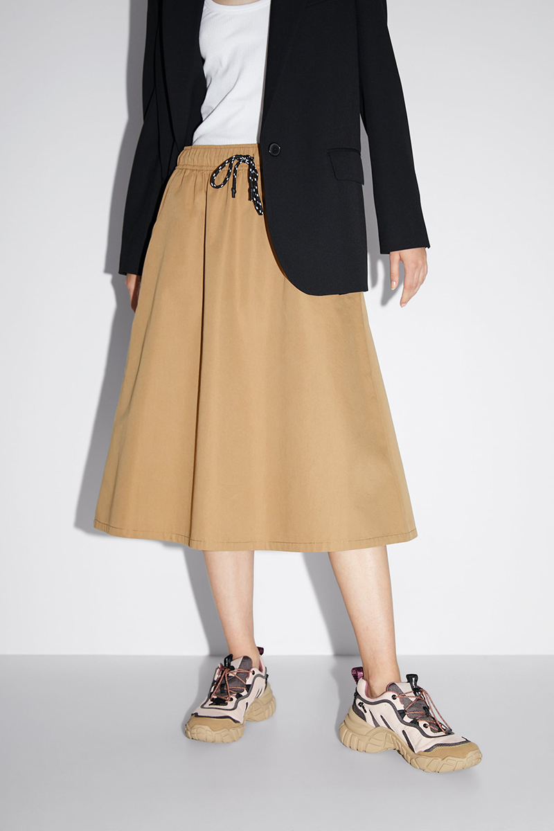 Fashion Khaki Lace-up Whistle Skirt,Skirts