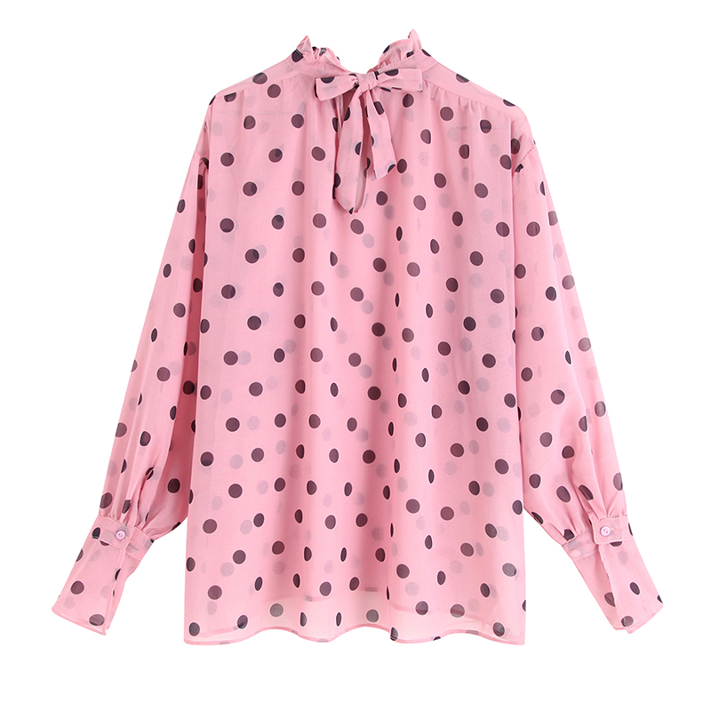 Fashion Pink Polka Dot Printed Shirt,Tank Tops & Camis