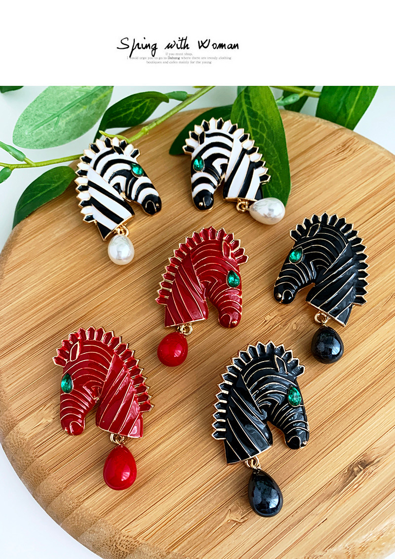 Fashion Red Alloy Studded Zebra,Drop Earrings