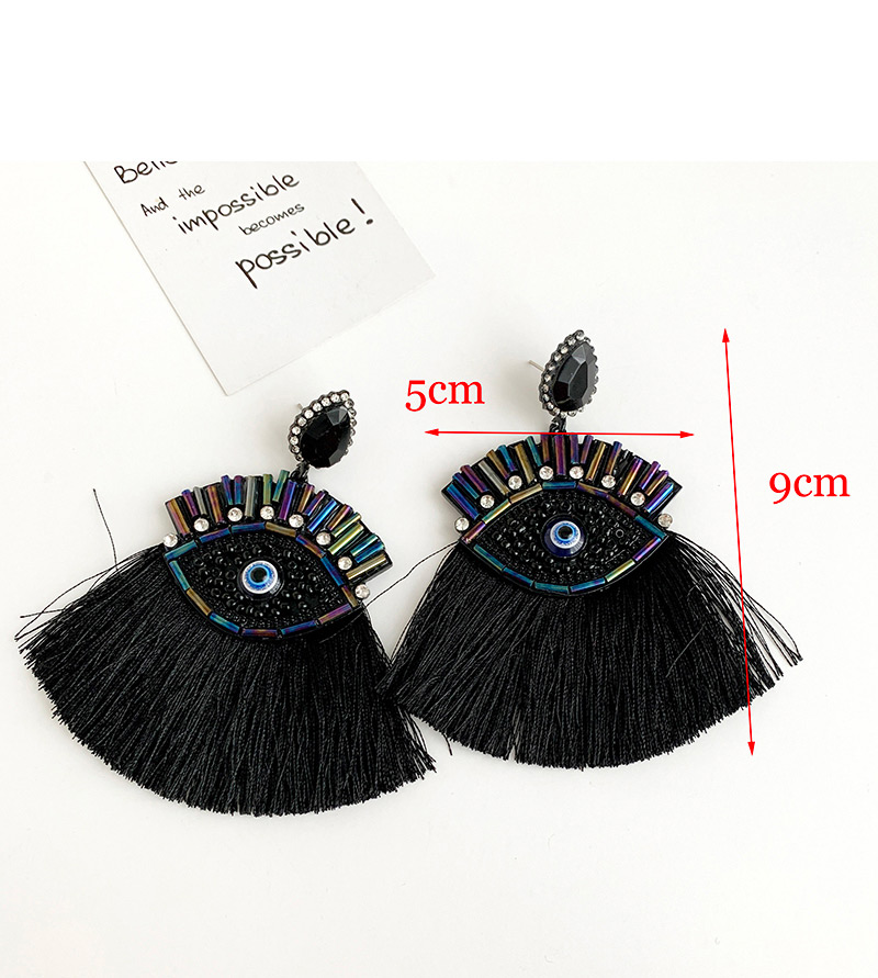 Fashion Color Alloy Rice Bead Resin With Large Eyes And Tassel Earrings,Drop Earrings