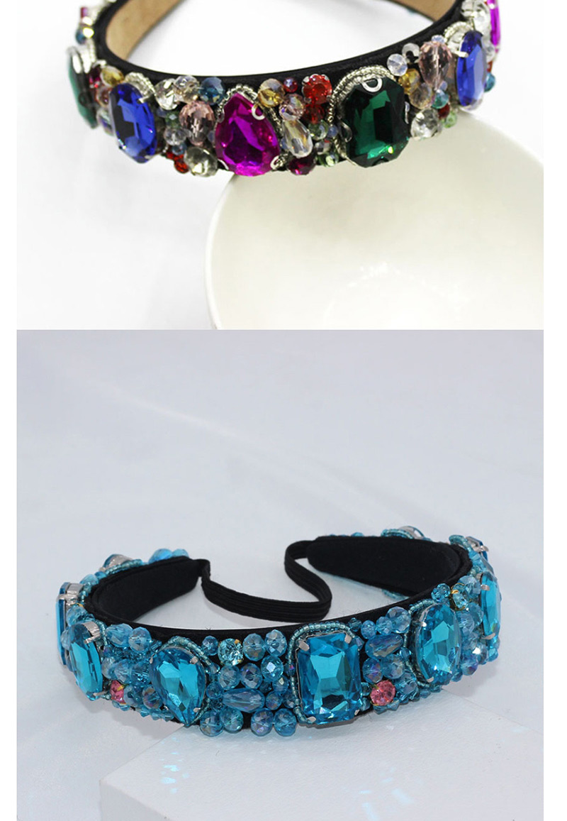 Fashion Round Diamond Blue Crystal Gemstone Headband,Head Band