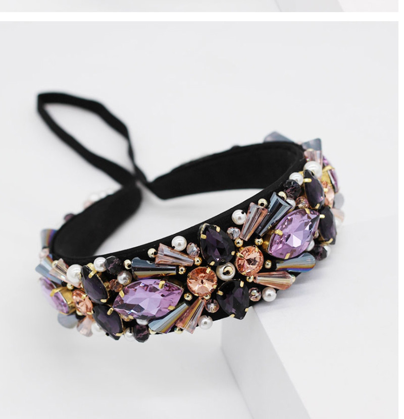 Fashion Purple Crystal Pearl Sewing Headband,Head Band