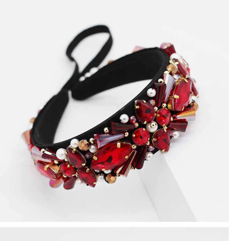 Fashion Red Crystal Pearl Sewing Headband,Head Band