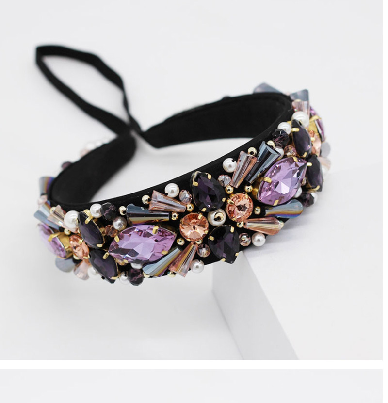 Fashion Purple Crystal Pearl Sewing Headband,Head Band
