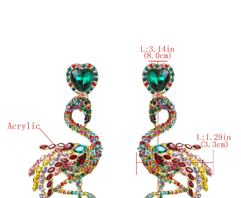 Fashion Color Acrylic Diamond Flamingo Earrings,Drop Earrings