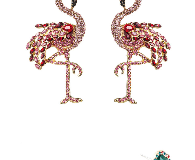 Fashion Red Acrylic Diamond Flamingo Earrings,Drop Earrings