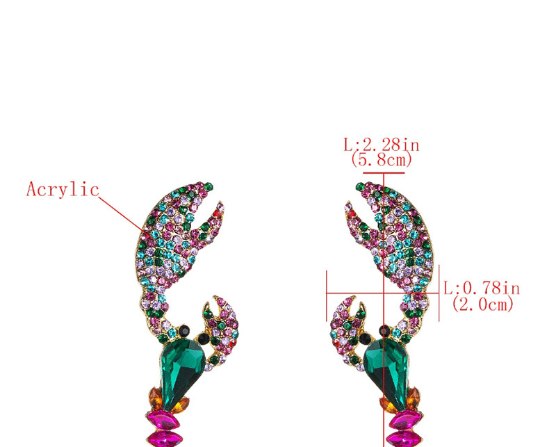 Fashion Color Acrylic Diamond Lobster Earrings,Drop Earrings