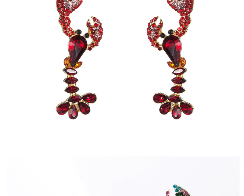 Fashion Red Acrylic Diamond Lobster Earrings,Drop Earrings