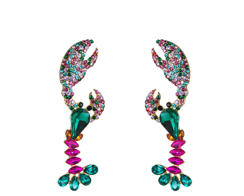 Fashion Red Acrylic Diamond Lobster Earrings,Drop Earrings