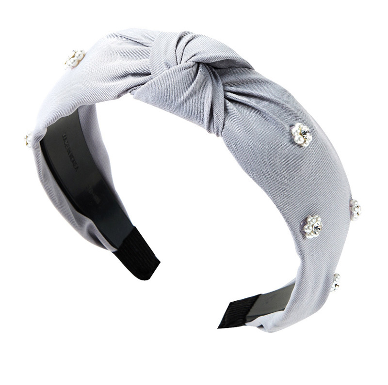 Fashion Cream Color Cloth Knotted Pearl Acrylic Diamond Flower Hair Ring,Head Band