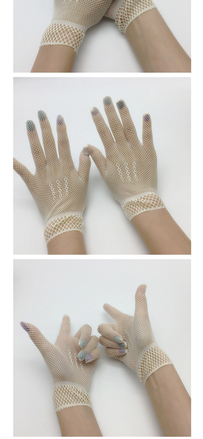 Fashion White Mesh High Elastic Gloves,Fingerless Gloves