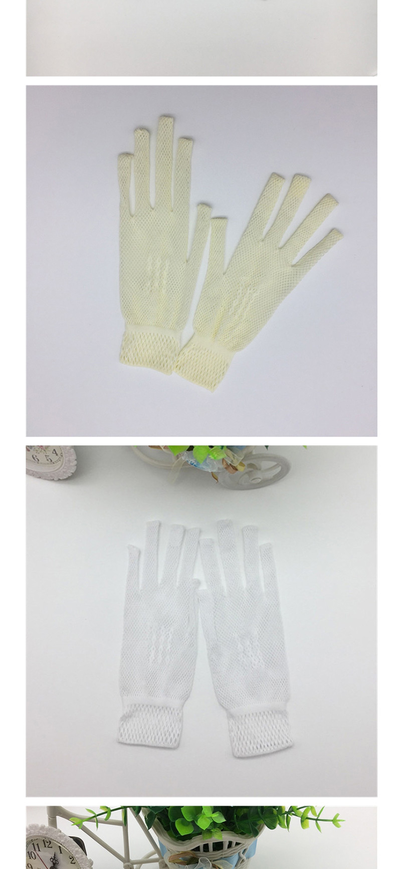 Fashion White Mesh High Elastic Gloves,Fingerless Gloves