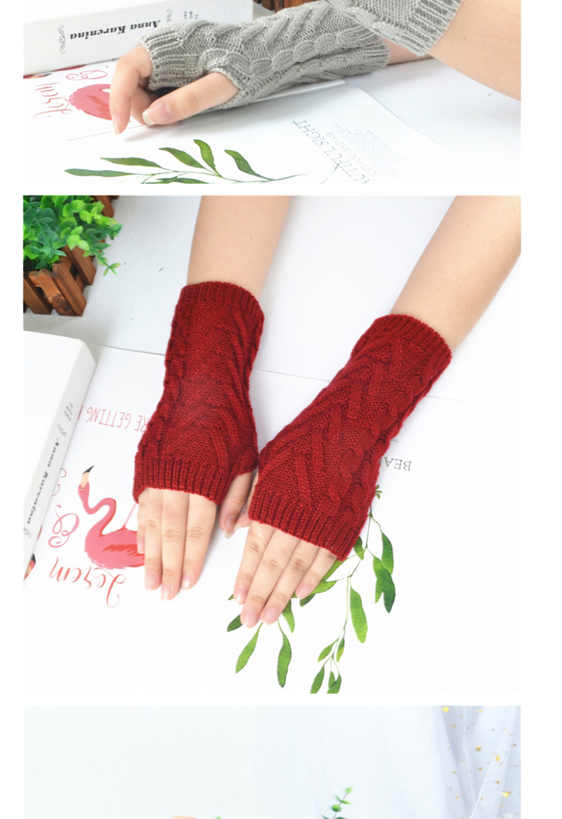 Fashion Khaki Half Finger Wool Gloves,Fingerless Gloves