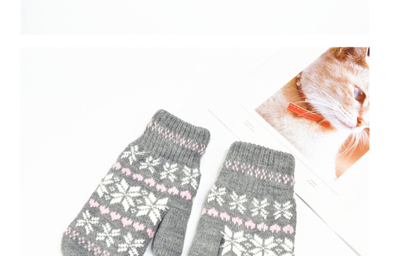 Fashion Black Christmas Knit Double Layered Snowflake Gloves,Fingerless Gloves
