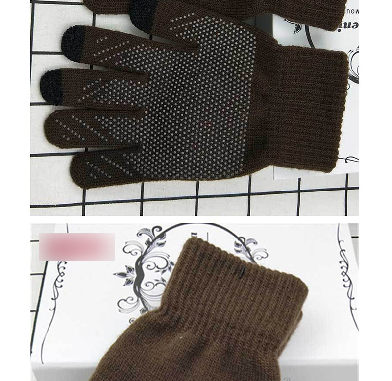 Fashion Grey Touch Screen Plus Velvet Five-finger Gloves,Full Finger Gloves
