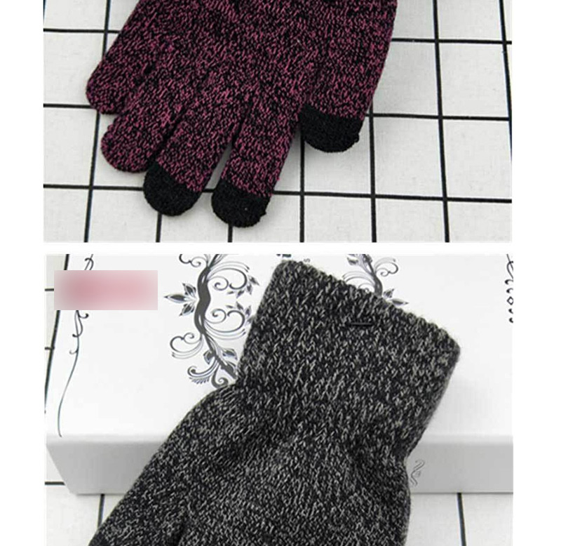 Fashion Coffee White Touch Screen Plus Velvet Five-finger Gloves,Full Finger Gloves