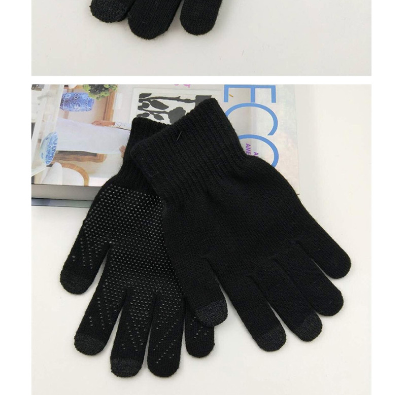 Fashion Coffee White Touch Screen Plus Velvet Five-finger Gloves,Full Finger Gloves