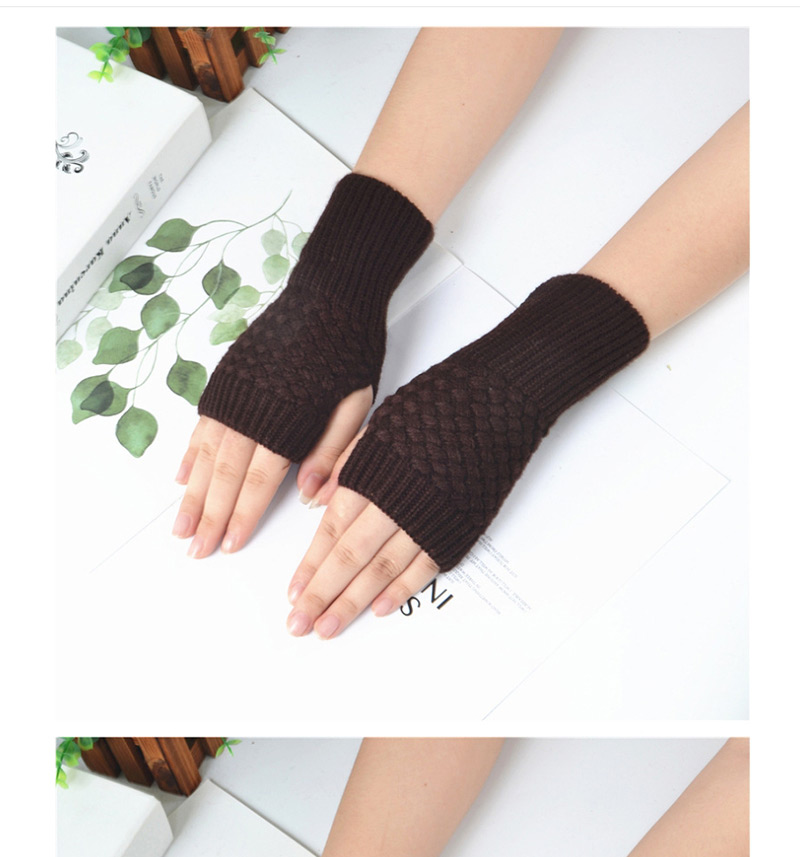 Fashion Light Grey Knitted Half Finger Gloves,Fingerless Gloves