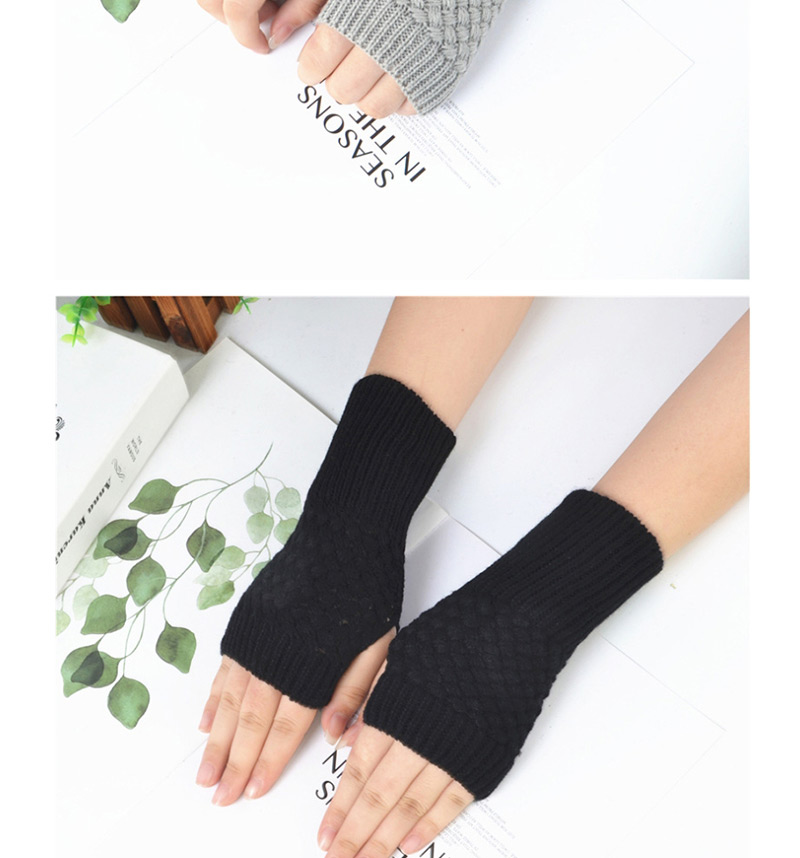 Fashion Dark Gray Knitted Half Finger Gloves,Fingerless Gloves