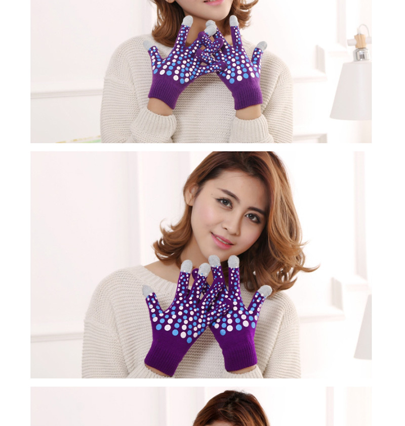 Fashion Blue Purple Touch Screen Wool Knit Gloves,Full Finger Gloves