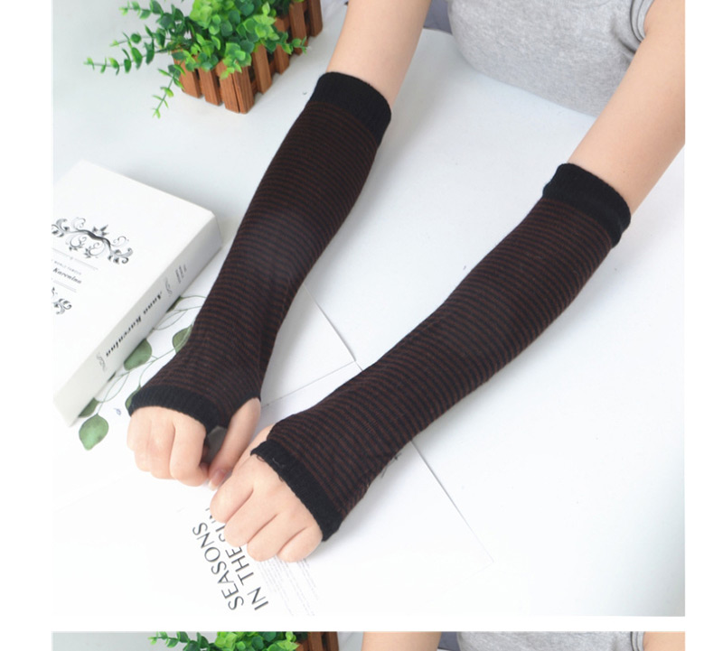 Fashion Gray Strip Striped Arm Sleeve,Fingerless Gloves