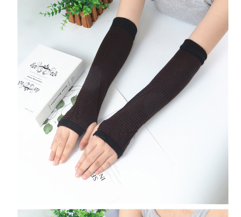 Fashion Gray Blue Strip Striped Arm Sleeve,Fingerless Gloves