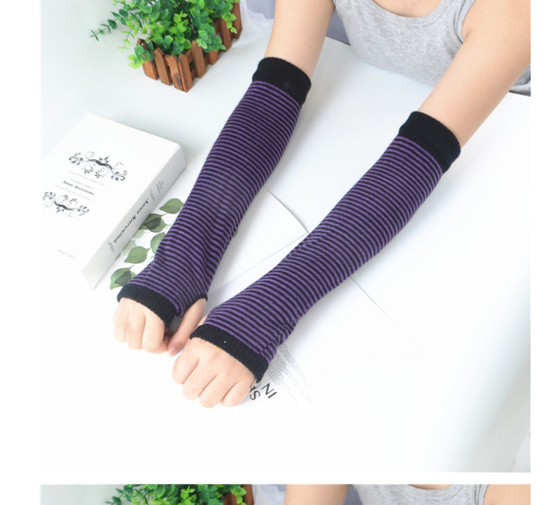 Fashion Black Coffee Bar Striped Arm Sleeve,Fingerless Gloves