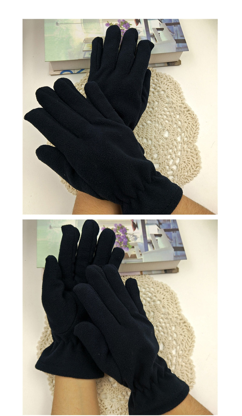 Fashion Upper Cyan Imitation Sheep Cake Velvet Five-finger Gloves,Full Finger Gloves