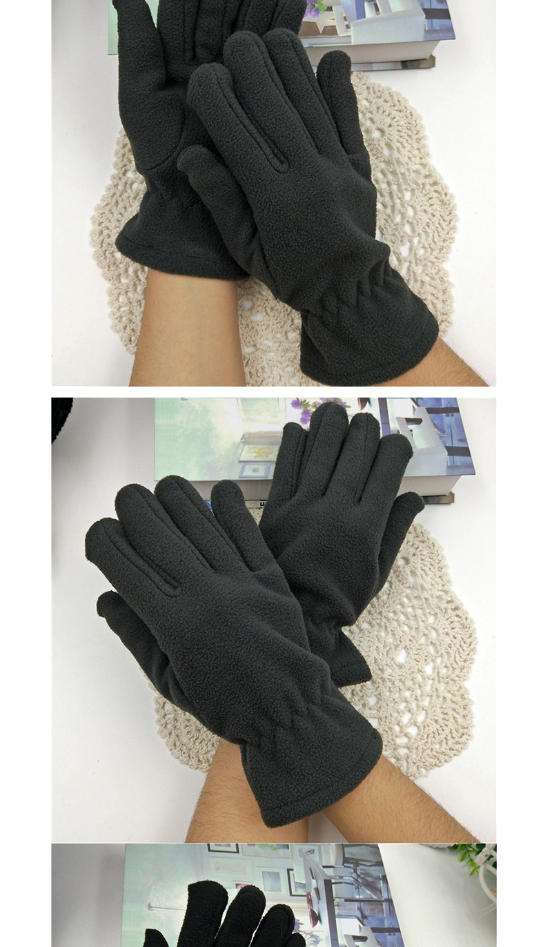 Fashion Gray Imitation Sheep Cake Velvet Five-finger Gloves,Full Finger Gloves