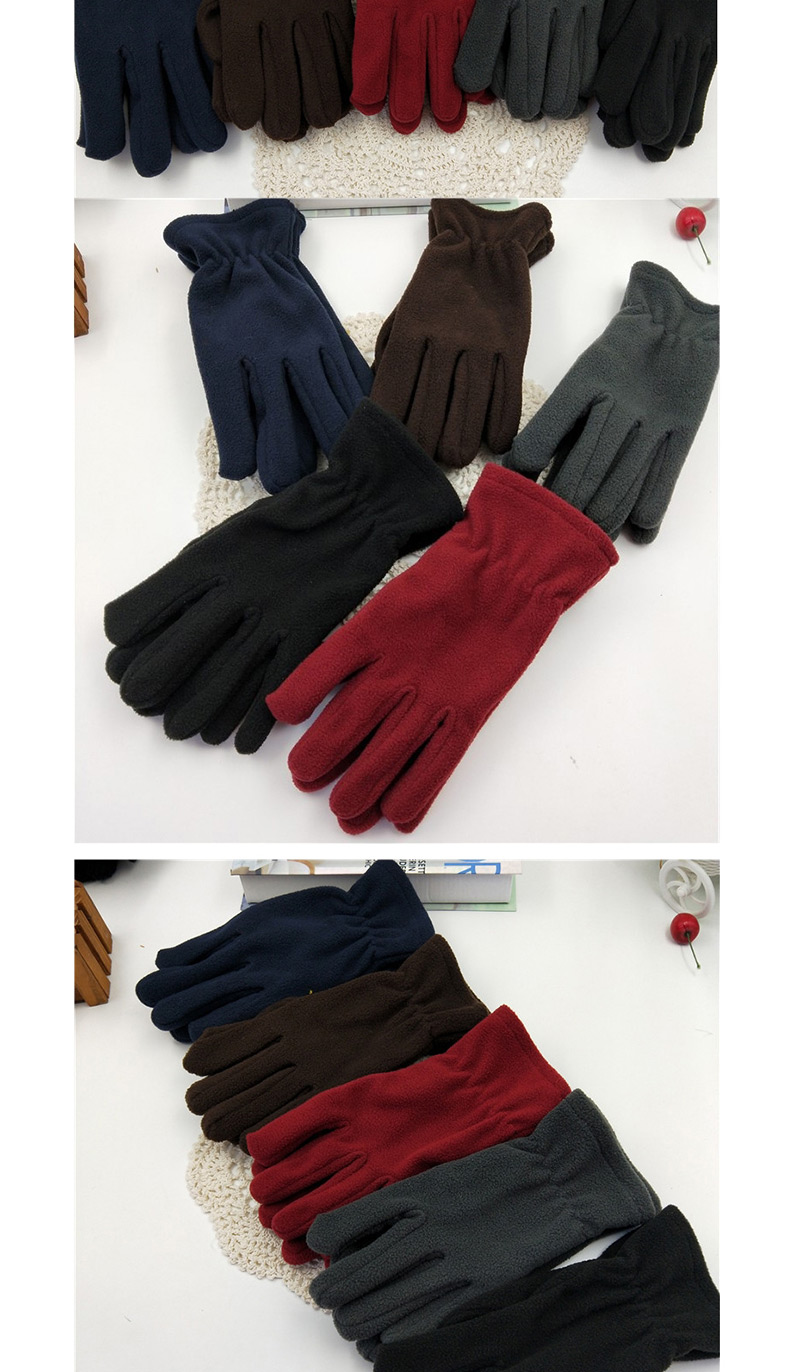 Fashion Upper Cyan Imitation Sheep Cake Velvet Five-finger Gloves,Full Finger Gloves